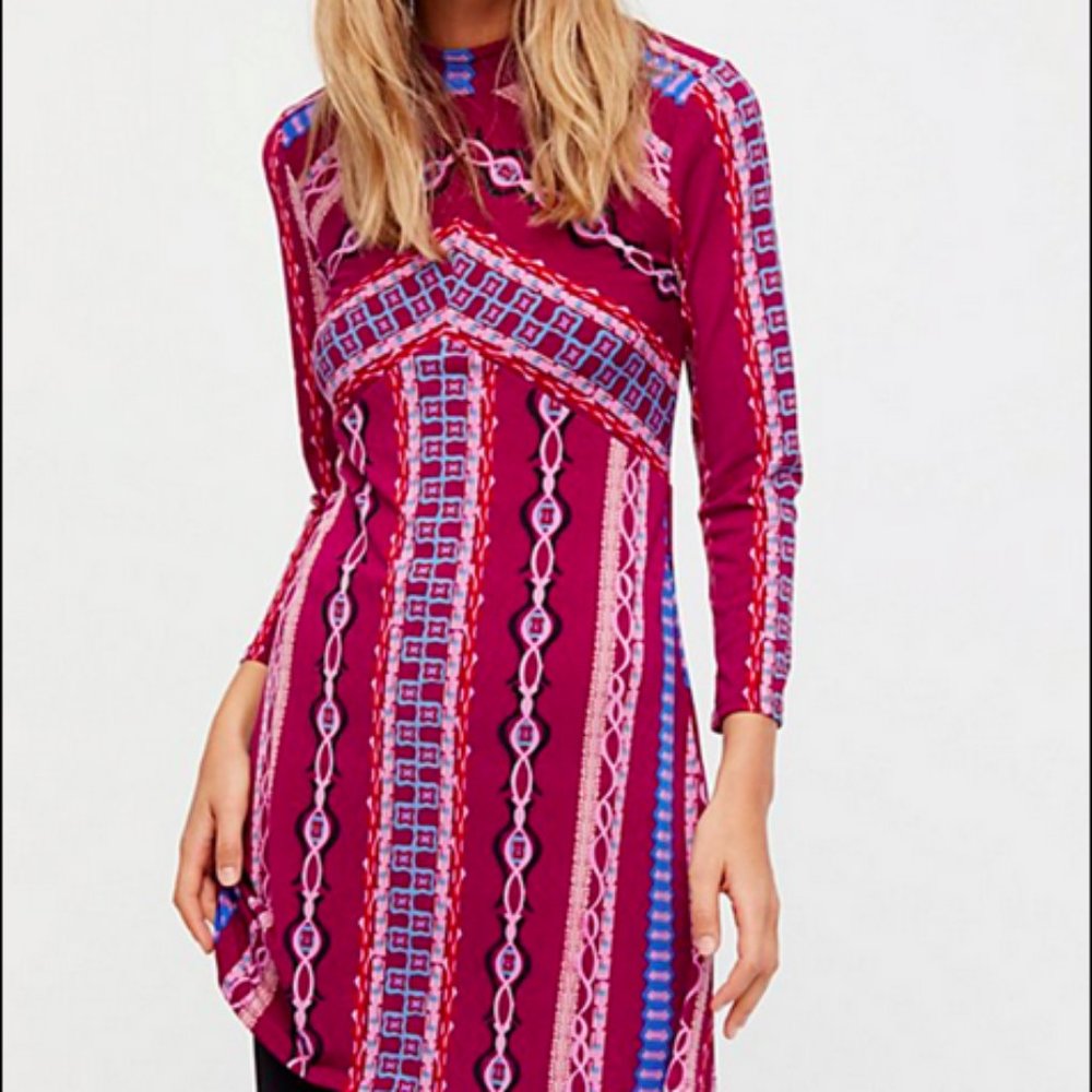 FREE PEOPLE PURPLE LONG SLEEVE STELLA MINI DRESS